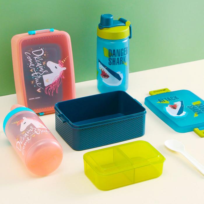 童彩3格飯盒+運(yùn)動水壺